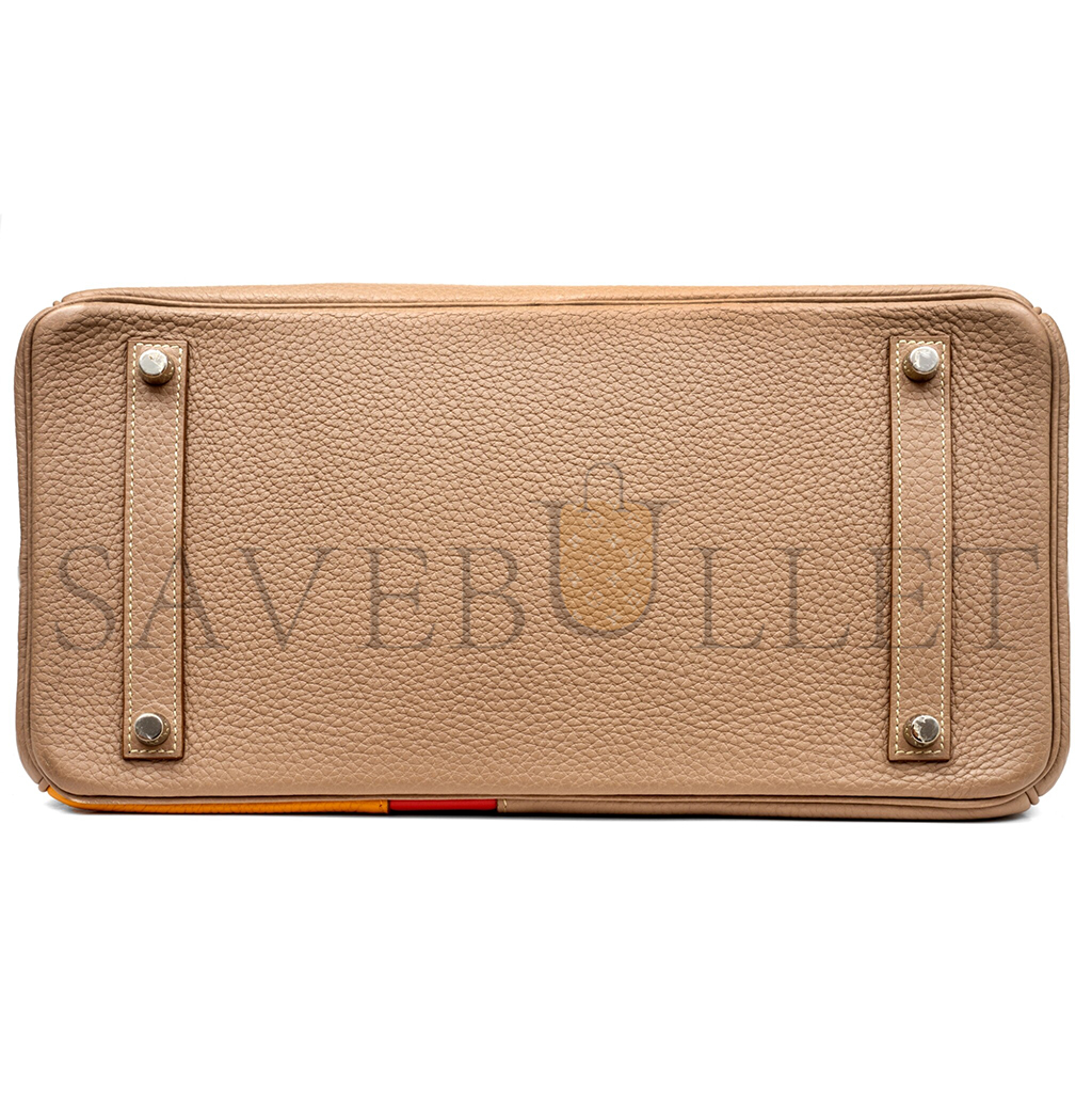 H**mes master birkin 35 togo swift leather three-tone silver buckle bag h028366cc05 (35*28*18cm)